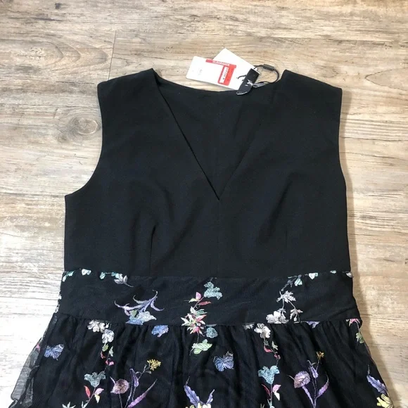 Reiss Carina Spring Floral Dress Navy Sleeveless Sz 14 - Picture 1 of 5
